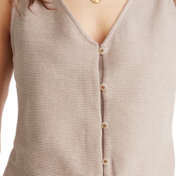 Madewell Button Front Tie Tank Telluride Stone XS - Picture 2 of 8